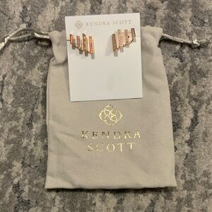 Kendra Scott Rose Gold Opal Bar Ear Climbers with Iridescent Insets